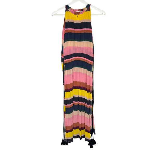 Apiece Apart La Rosa Silk Striped Panel A-Line Midi Dress Multi Women's Size 8 - Picture 3 of 11